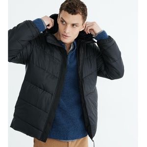 NWT Madewell By J.Crew Men's Packable Hooded Puffer Jacket Size S AA806 Black BE